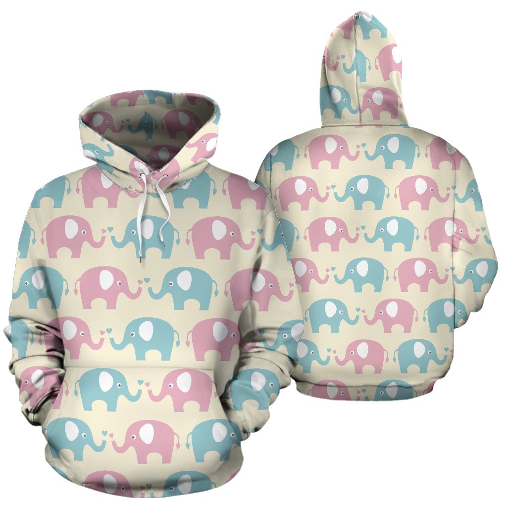 Elephant Baby Pastel Print Pattern Pullover Hoodie