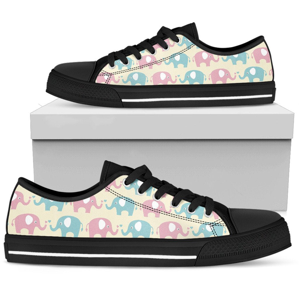 Elephant Baby Pastel Print Pattern Women Low Top Shoes