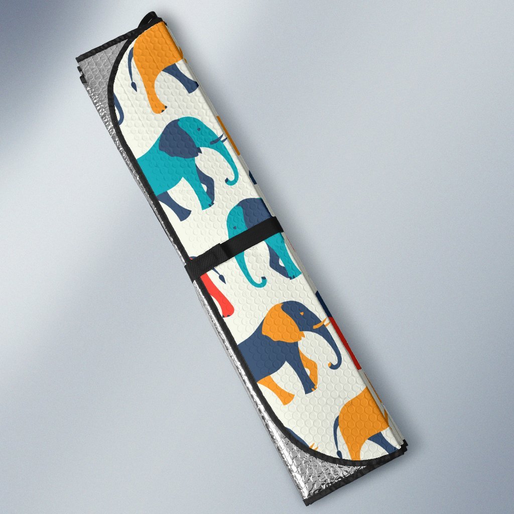 Elephant Colorful Print Pattern Car Sun Shade For Windshield