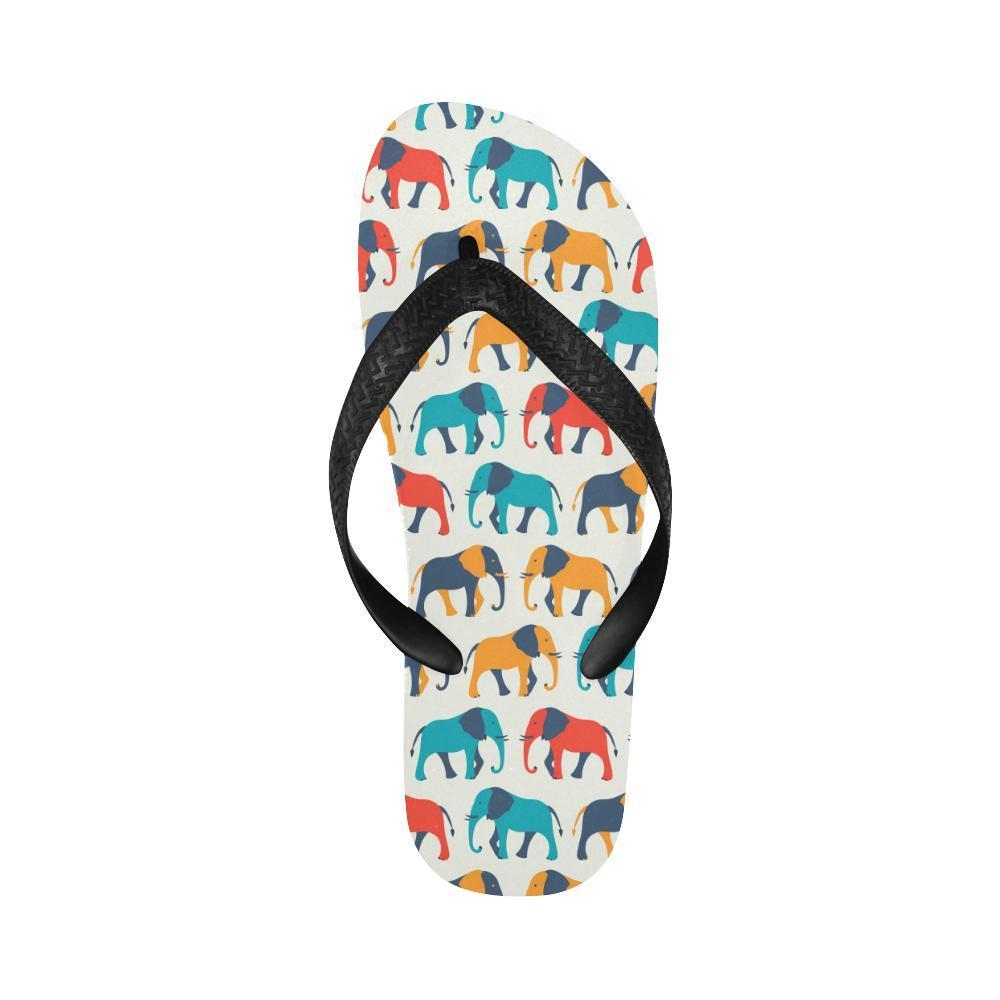 Elephant Colorful Print Pattern Flip Flops-JTAMIGO.COM