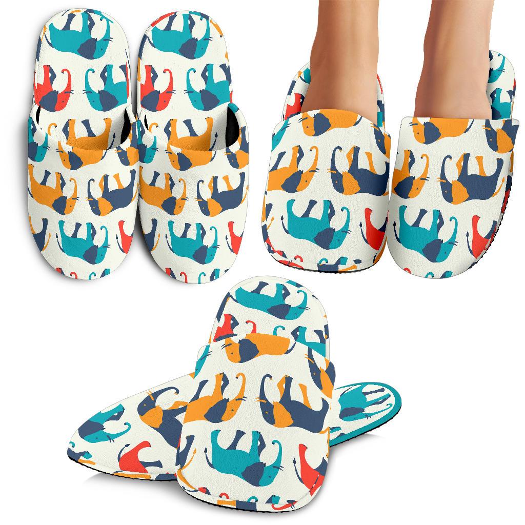 Elephant Colorful Print Pattern House Slippers