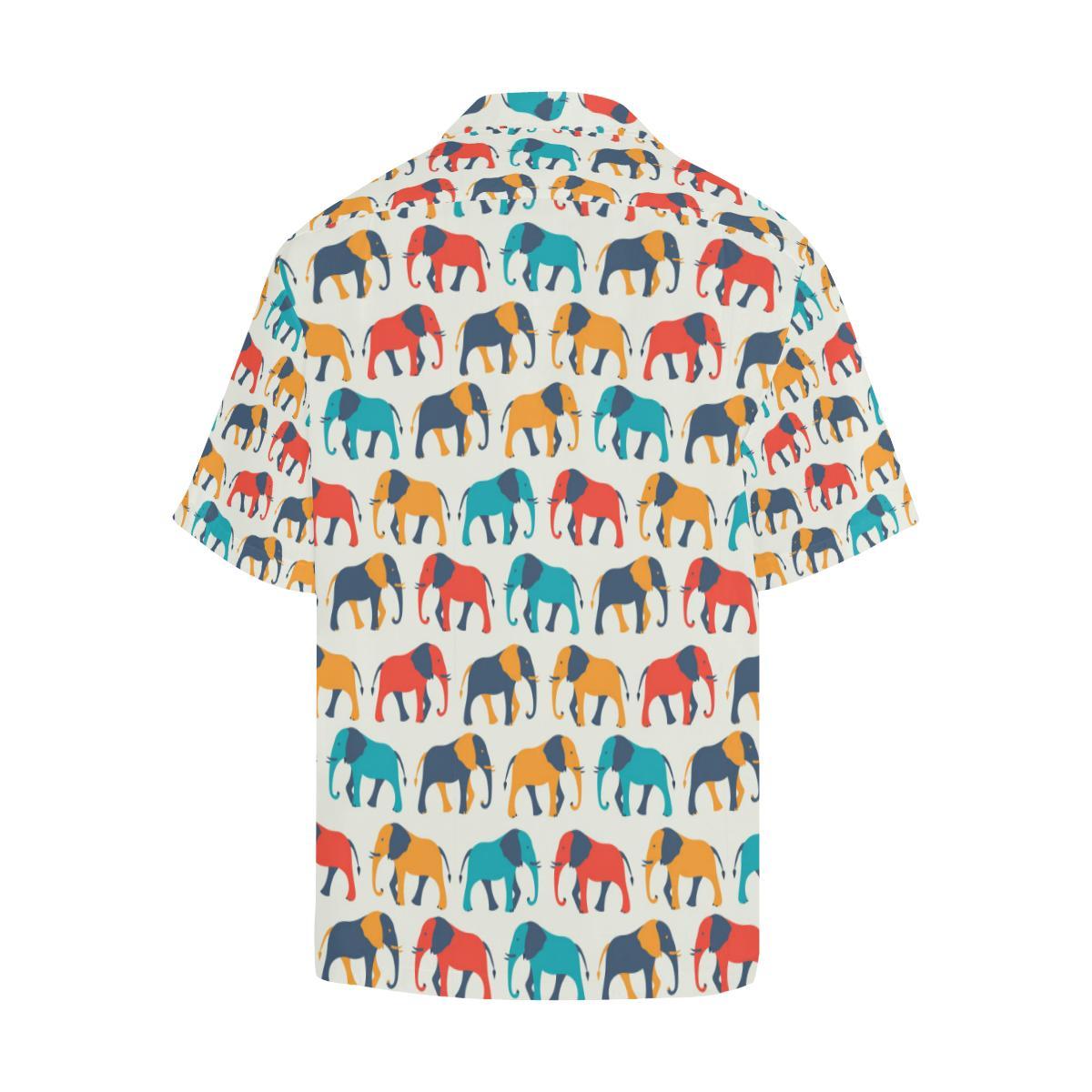 Elephant Colorful Print Pattern Men Aloha Hawaiian Shirt