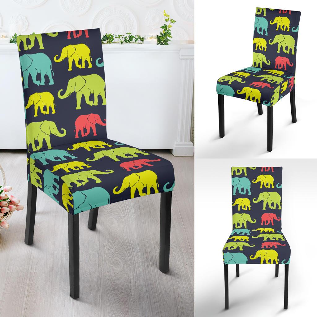 Elephant Neon Color Print Pattern Dinning Chair Slipper-JTAMIGO.COM