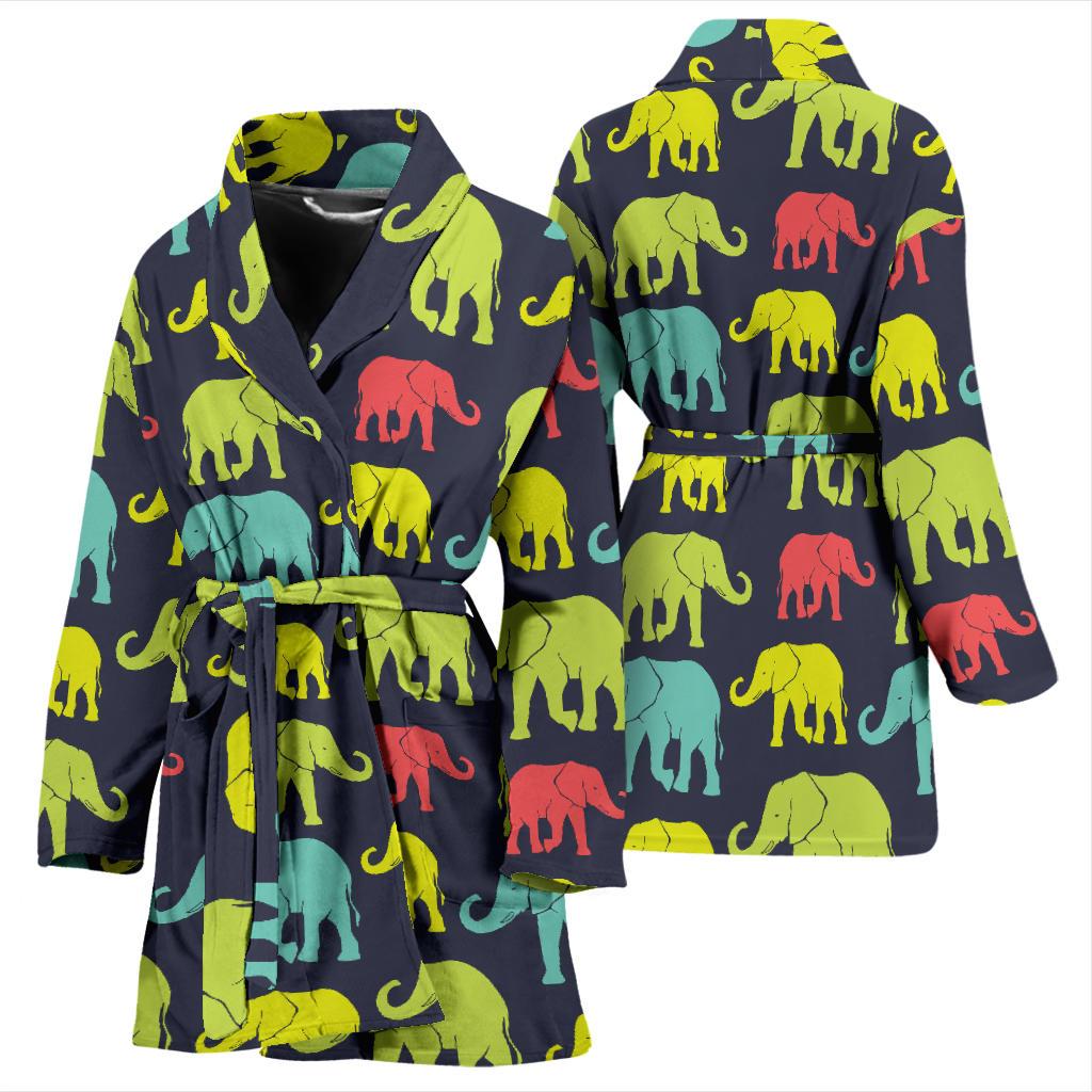 Elephant Neon Color Print Pattern Women Bath Robe-JTAMIGO.COM