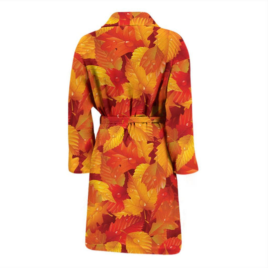 Elm Leave Autum Print Pattern Men Bath Robe-JTAMIGO.COM