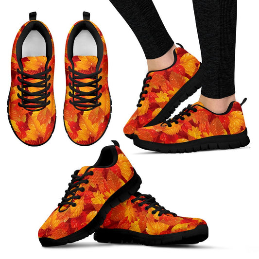 Elm Leave Autum Print Pattern Women Sneakers Shoes