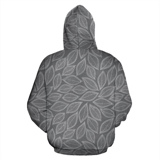 Elm Leave Grey Print Pattern Pullover Hoodie