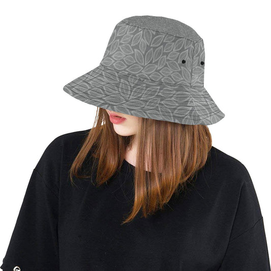 Elm Leave Grey Print Pattern Unisex Bucket Hat