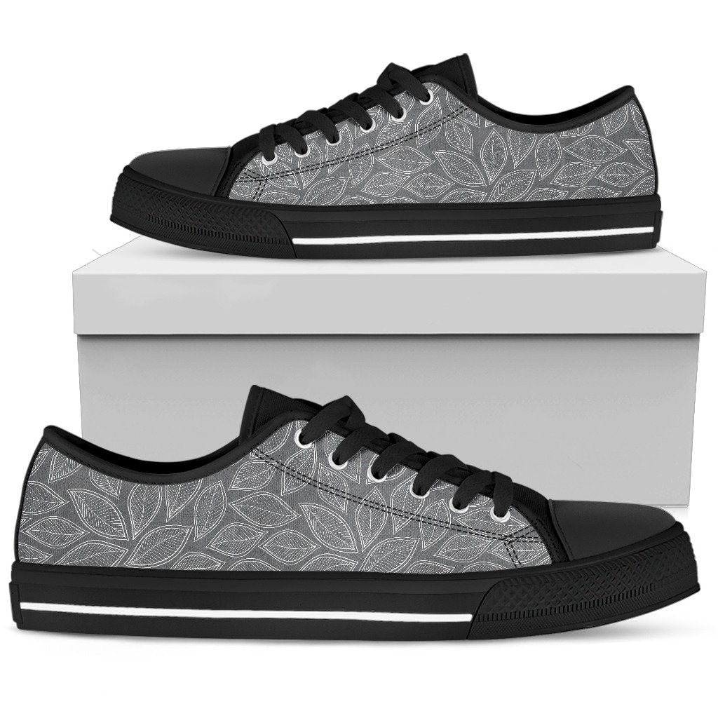 Elm Leave Grey Print Pattern Women Low Top Shoes
