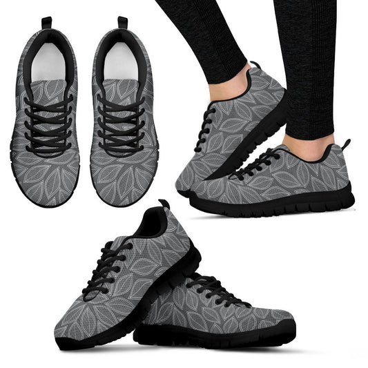 Elm Leave Grey Print Pattern Women Sneakers Shoes