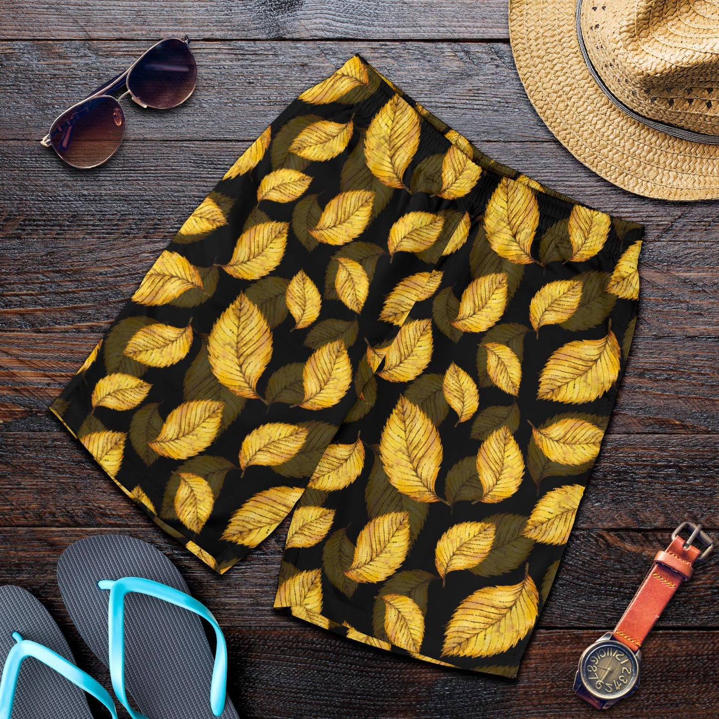 Elm Leave Summer Print Pattern Mens Shorts-JTAMIGO.COM