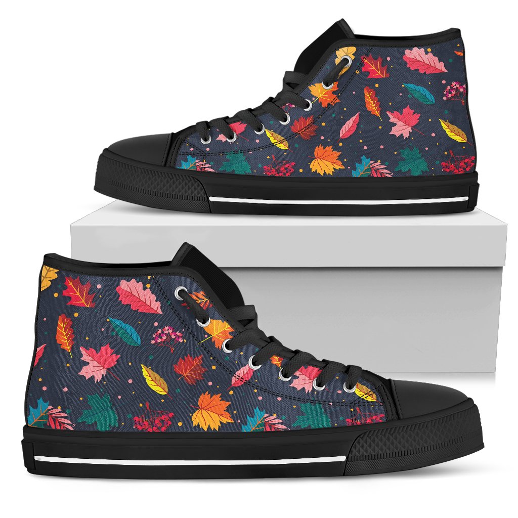 Elm Leaves Colorful Print Pattern Women High Top Shoes