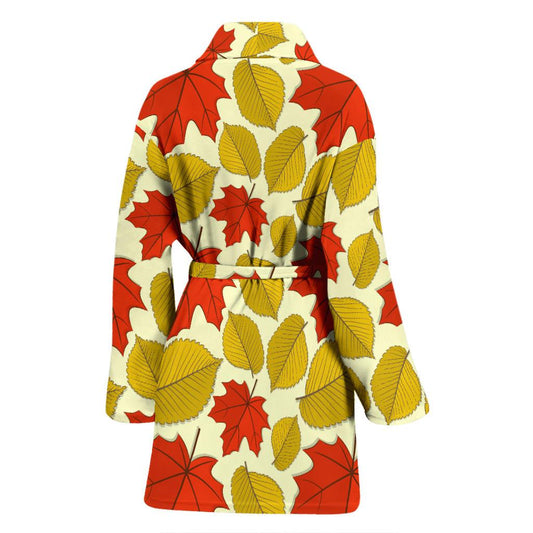 Elm Maple Leave Print Pattern Women Bath Robe-JTAMIGO.COM