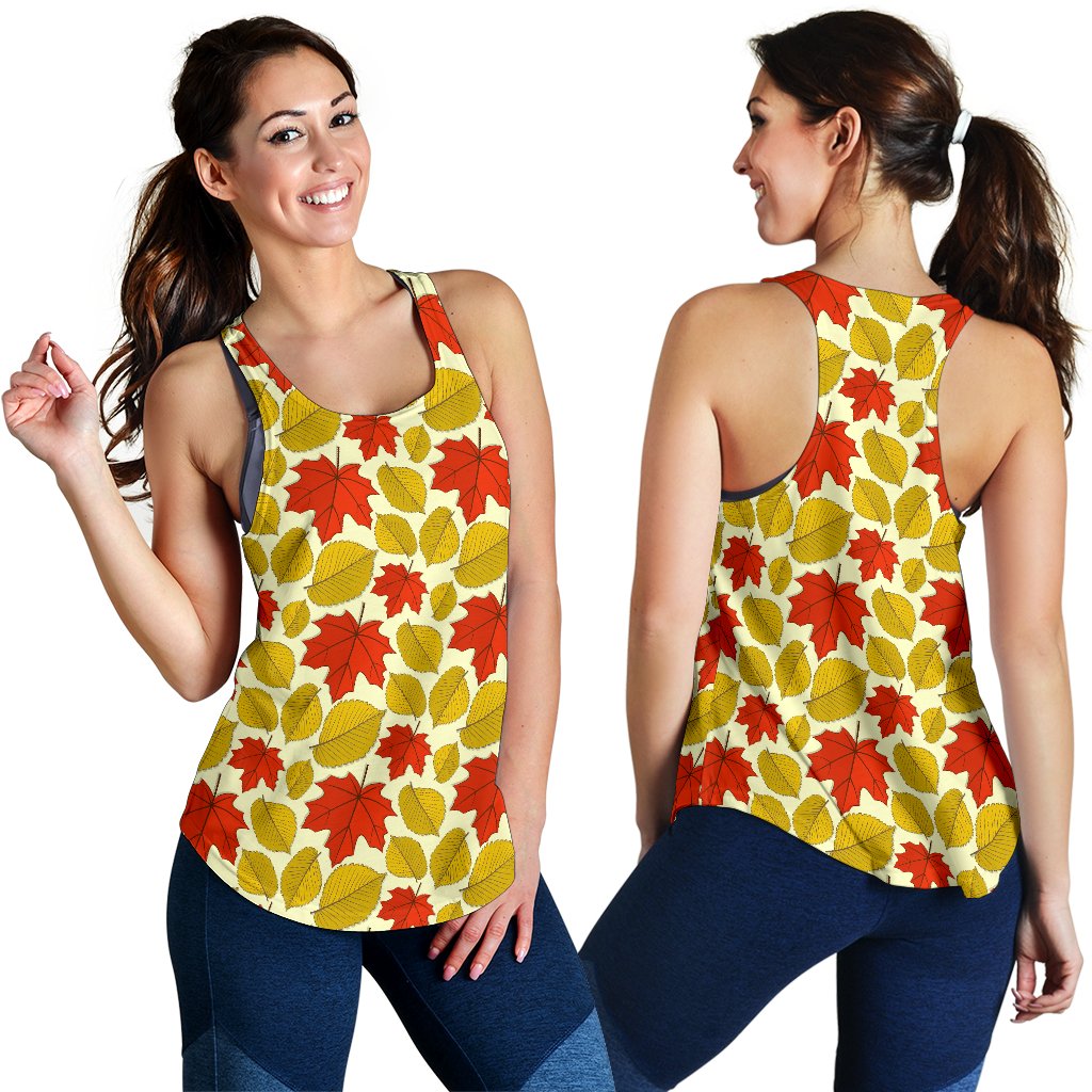 Elm Maple Leave Print Pattern Women Racerback Tank Top