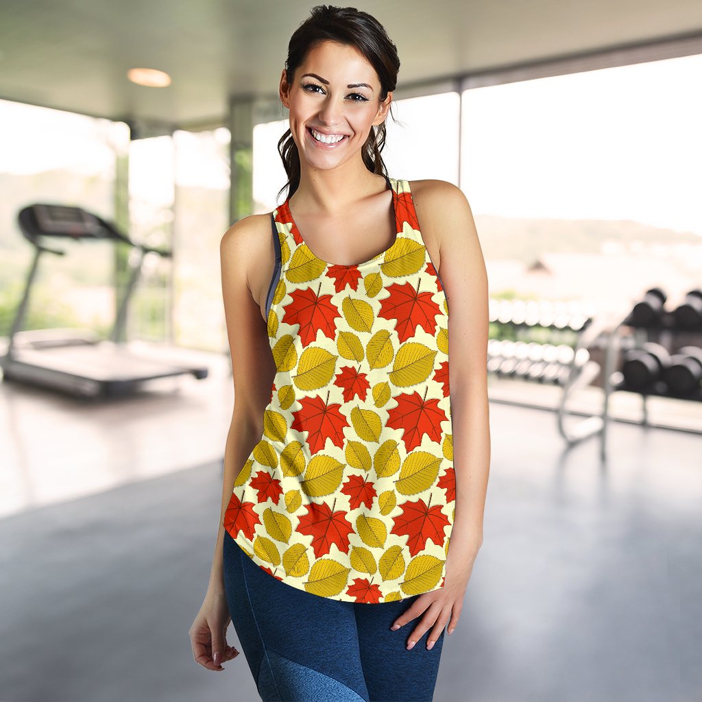 Elm Maple Leave Print Pattern Women Racerback Tank Top