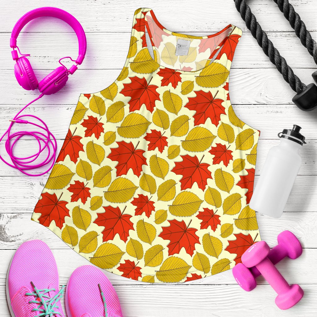 Elm Maple Leave Print Pattern Women Racerback Tank Top