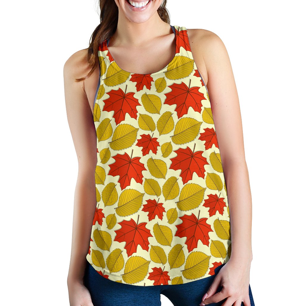 Elm Maple Leave Print Pattern Women Racerback Tank Top