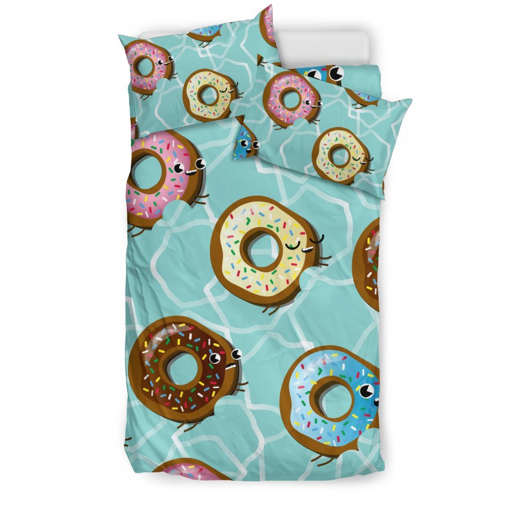 Emoji Donut Print Pattern Duvet Cover Bedding Set