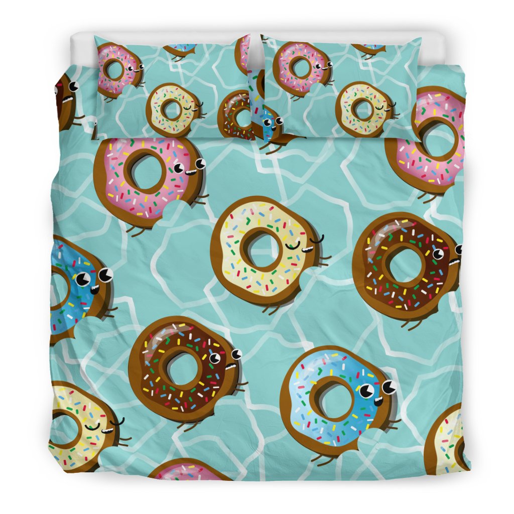 Emoji Donut Print Pattern Duvet Cover Bedding Set