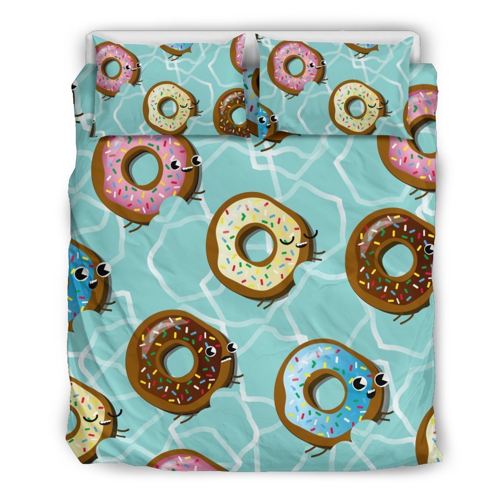 Emoji Donut Print Pattern Duvet Cover Bedding Set