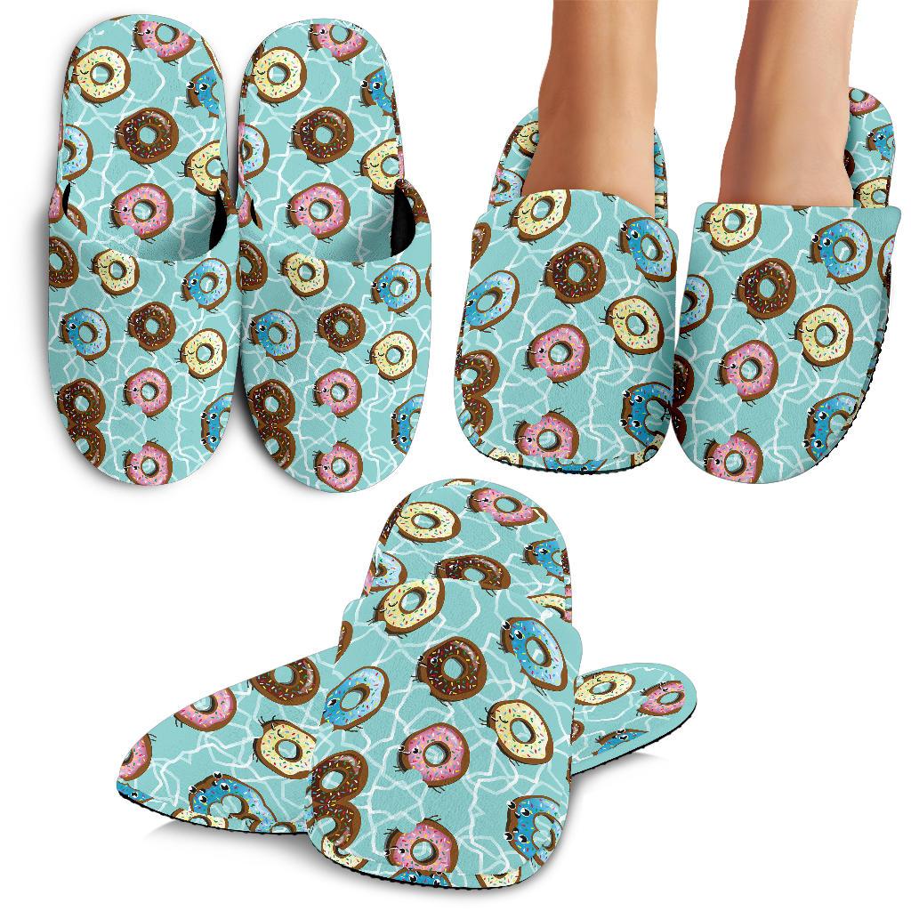 Emoji Donut Print Pattern House Slippers