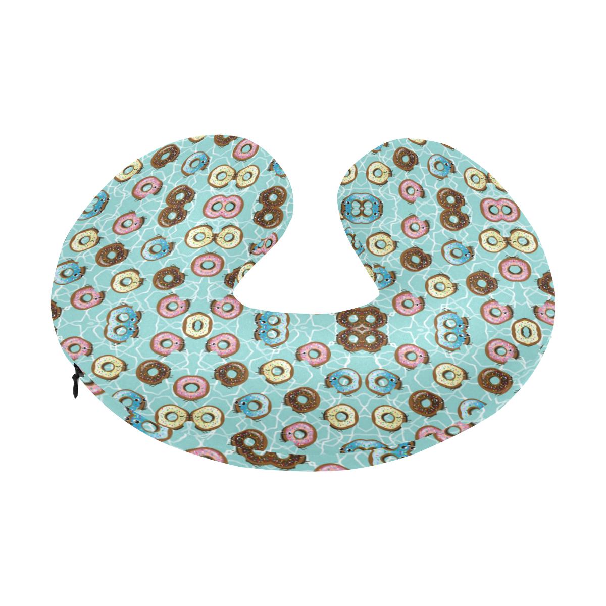 Emoji Donut Print Pattern U-Shaped Travel Neck Pillow-JTAMIGO.COM