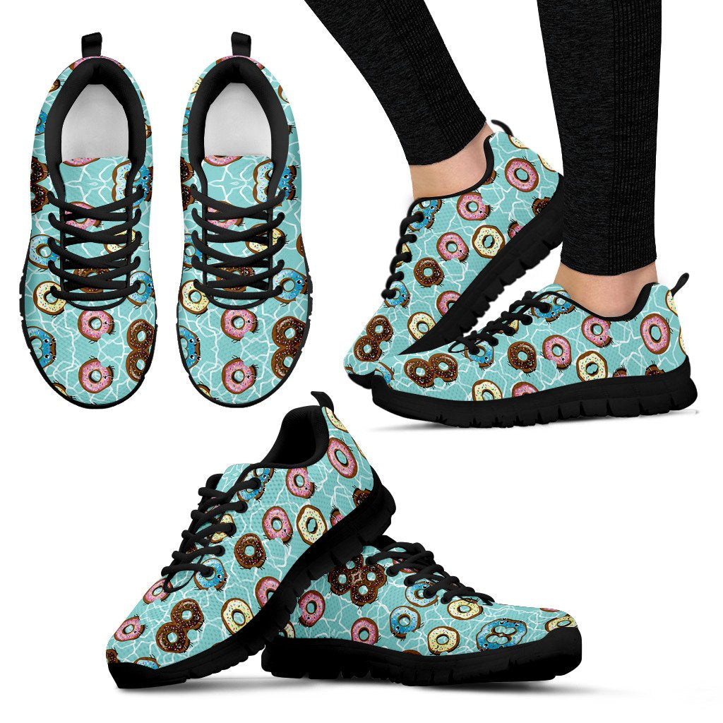 Emoji Donuts Print Pattern Women Sneakers Shoes