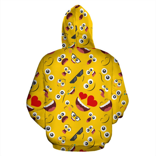 Emoji Face Print Pattern Pullover Hoodie