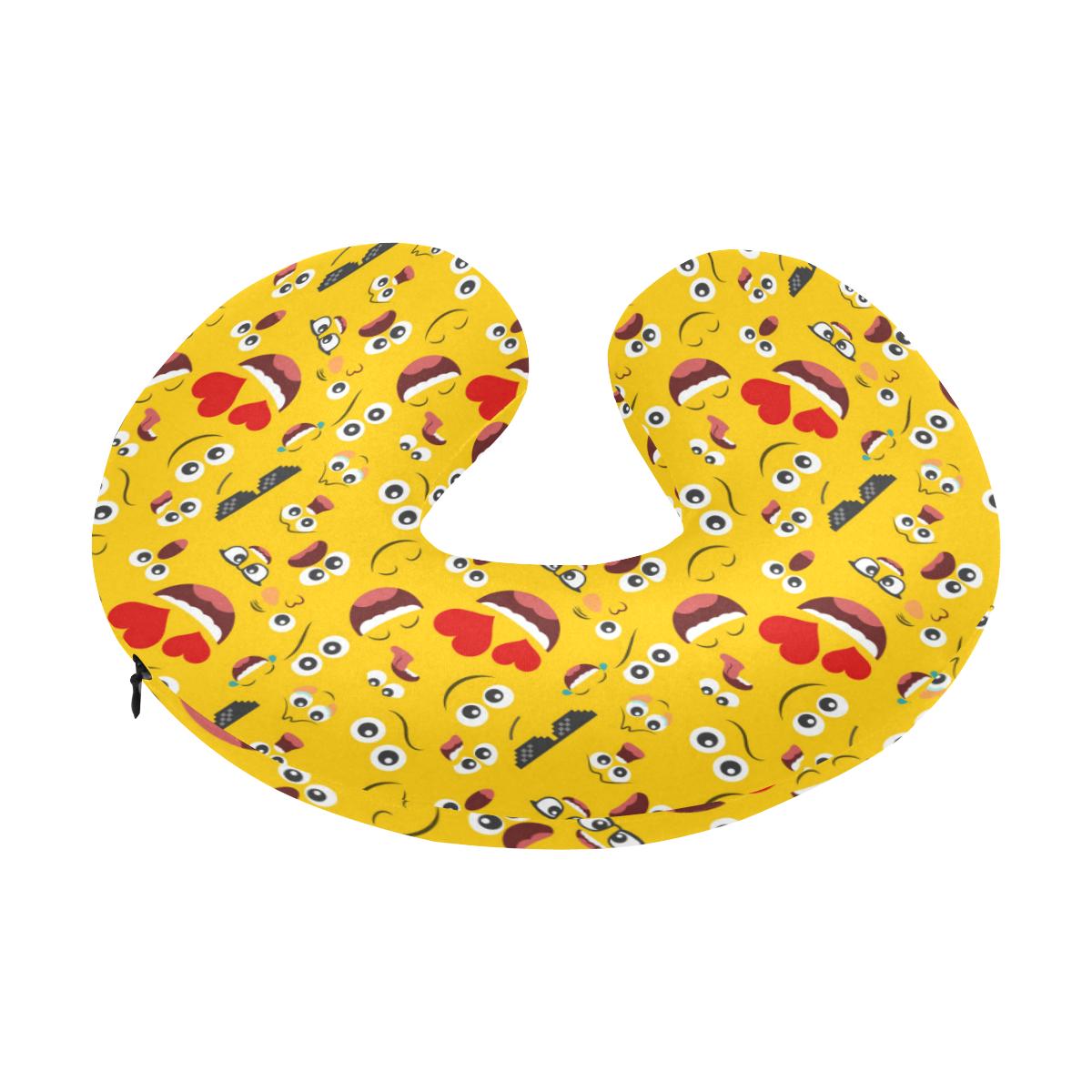 Emoji Face Print Pattern U-Shaped Travel Neck Pillow-JTAMIGO.COM