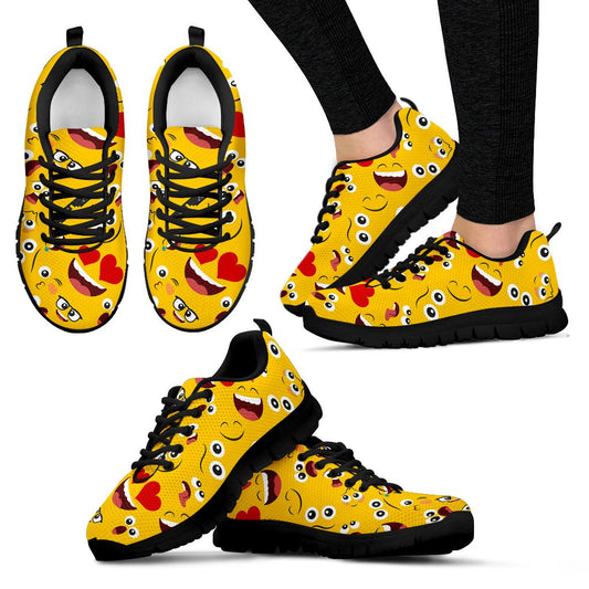 Emoji Face Print Pattern Women Sneakers Shoes