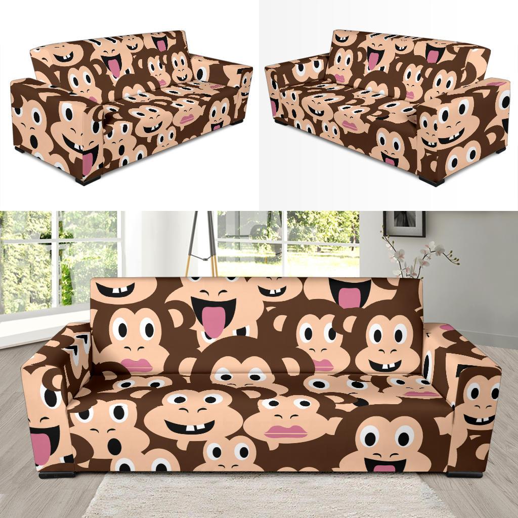 Emoji Monkey Print Pattern Sofa Slipcover-JTAMIGO.COM