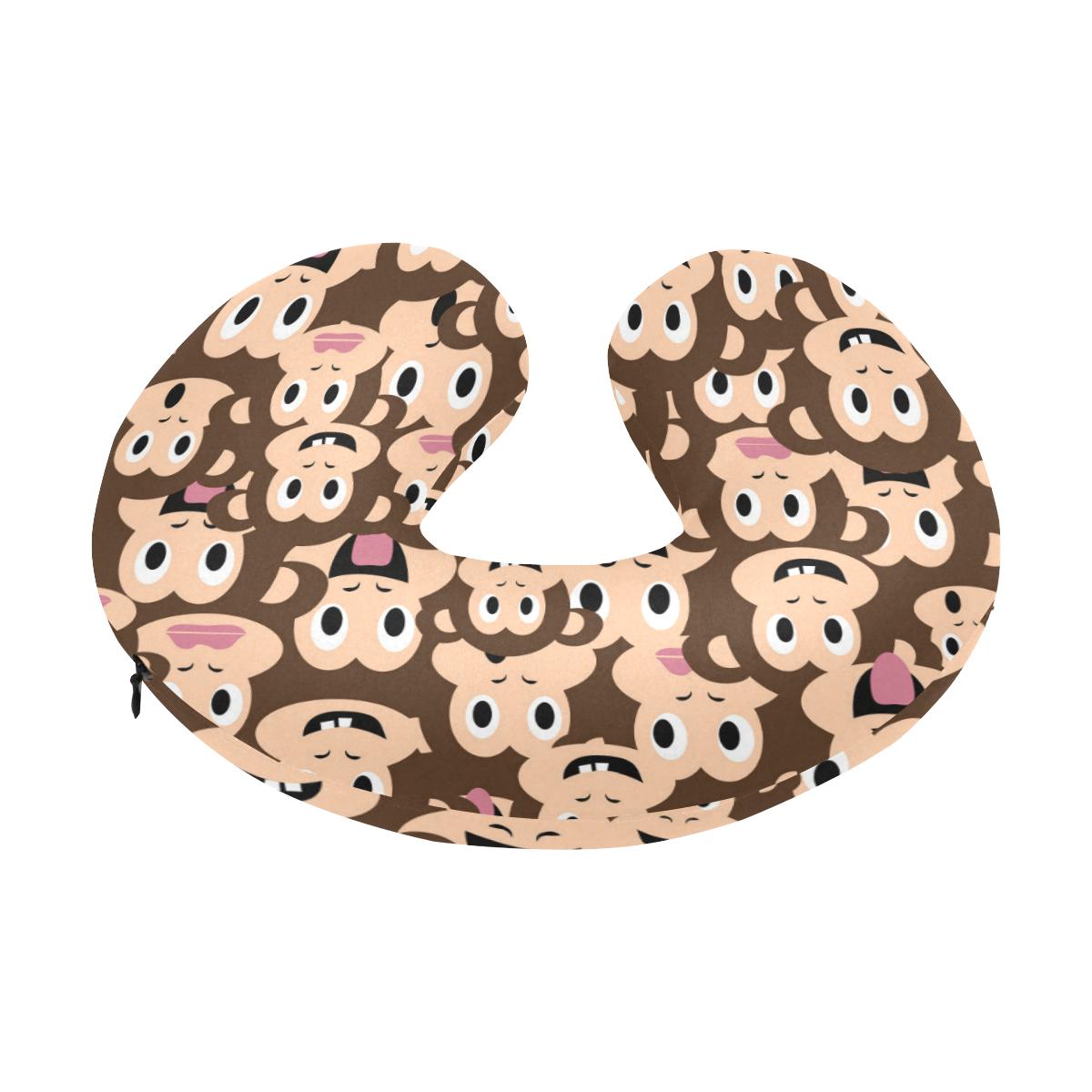 Emoji Monkey Print Pattern U-Shaped Travel Neck Pillow-JTAMIGO.COM