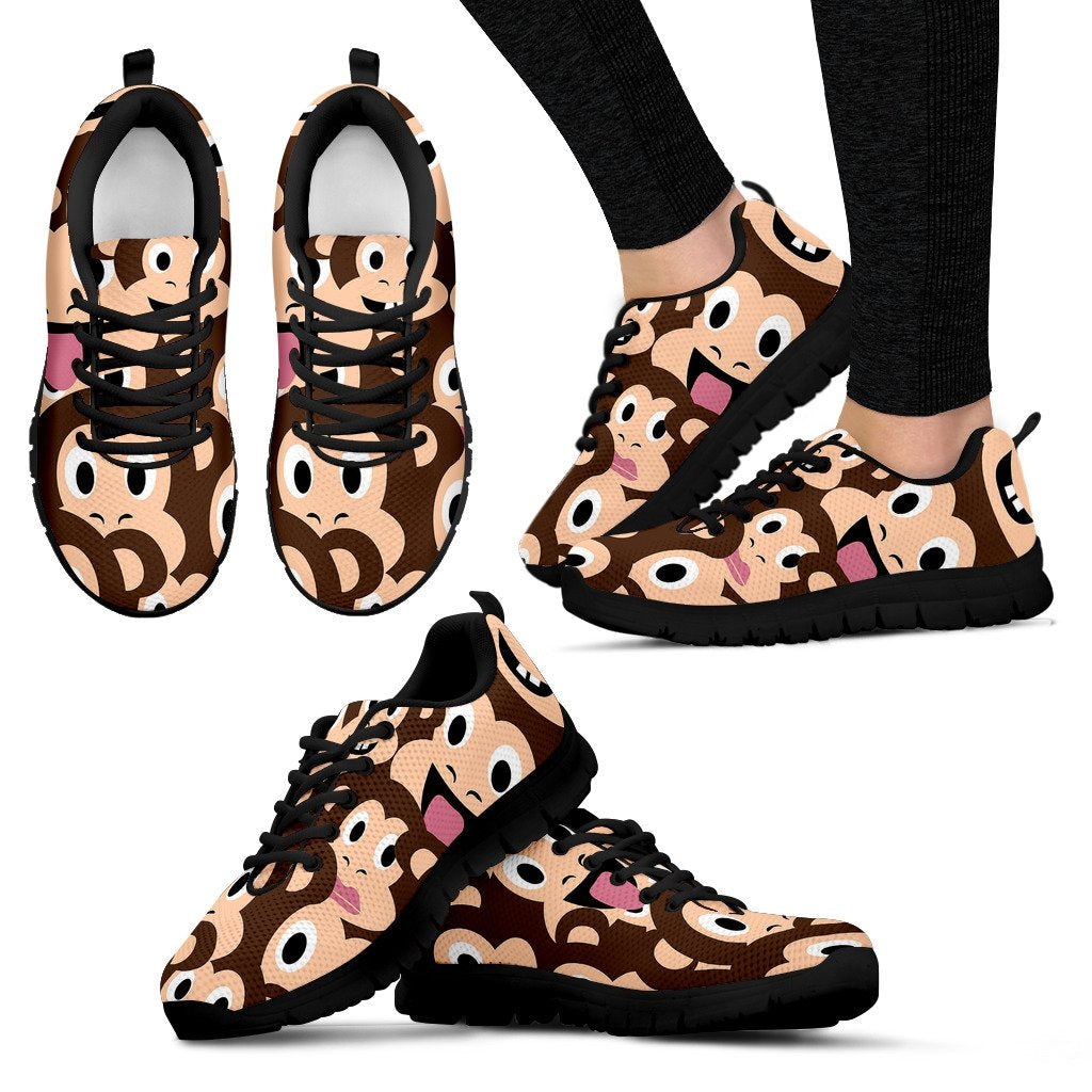 Emoji Monkey Print Pattern Women Sneakers Shoes
