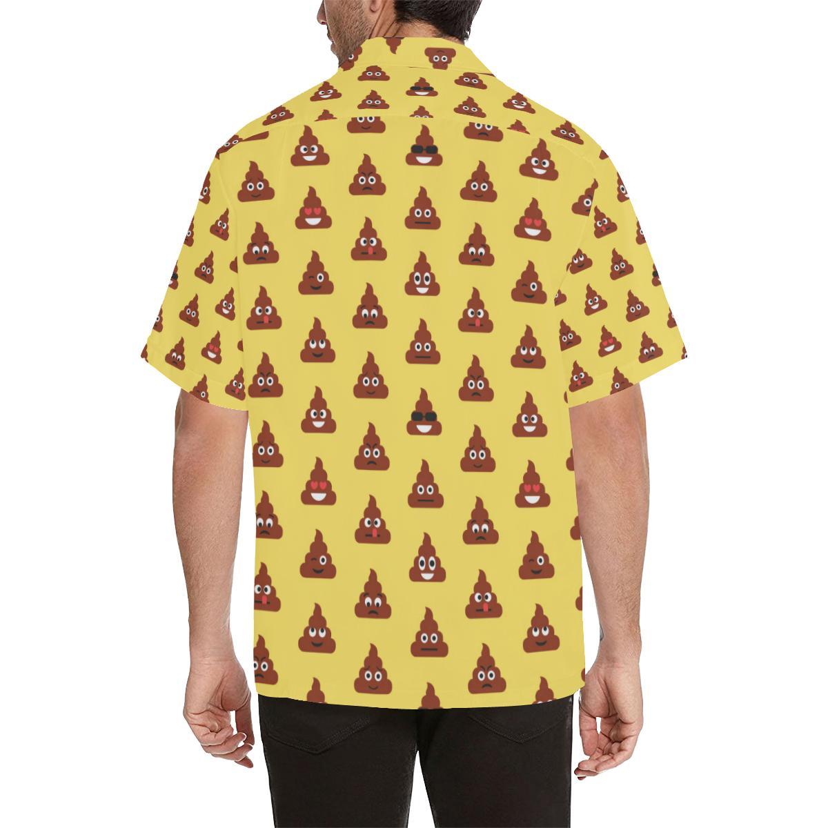 Emoji Poop Print Pattern Men Aloha Hawaiian Shirt