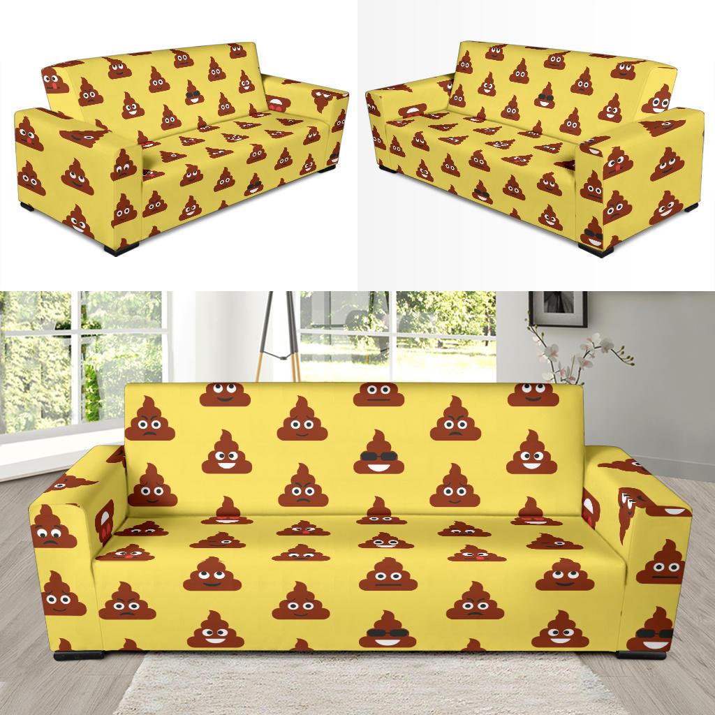 Emoji Poop Print Pattern Sofa Slipcover-JTAMIGO.COM