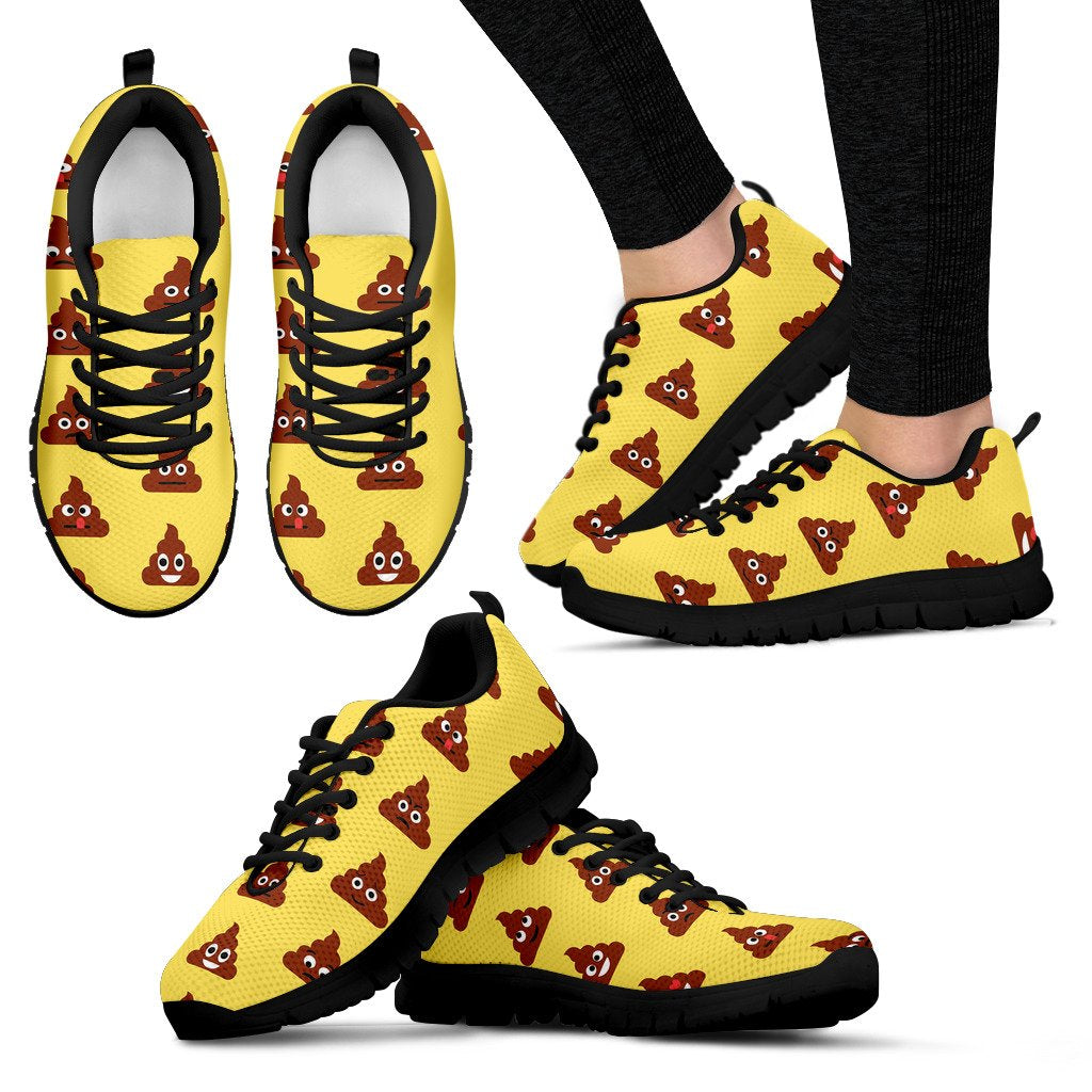 Emoji Poop Print Pattern Women Sneakers Shoes