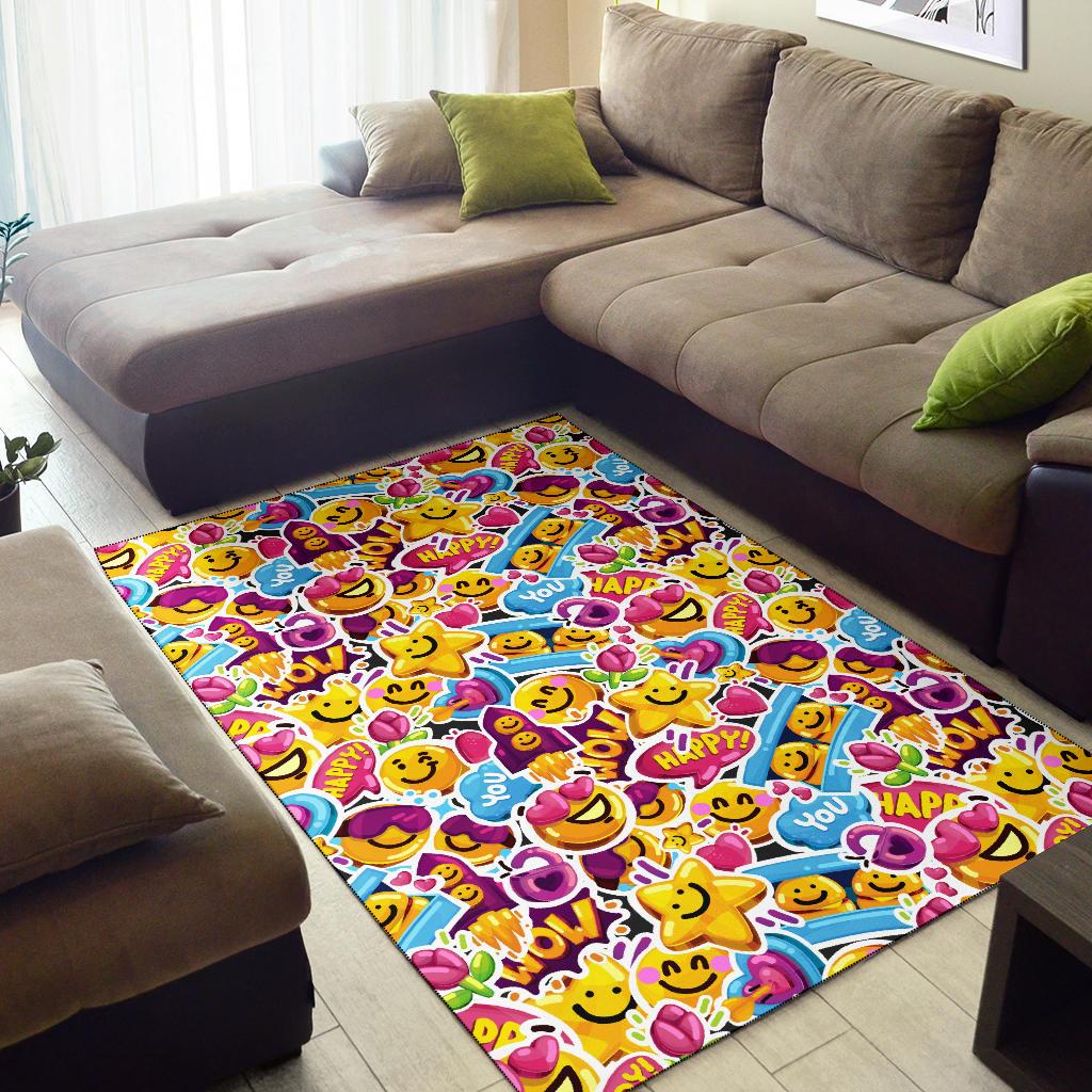 Emoji Sticker Print Pattern Area Rugs-JTAMIGO.COM