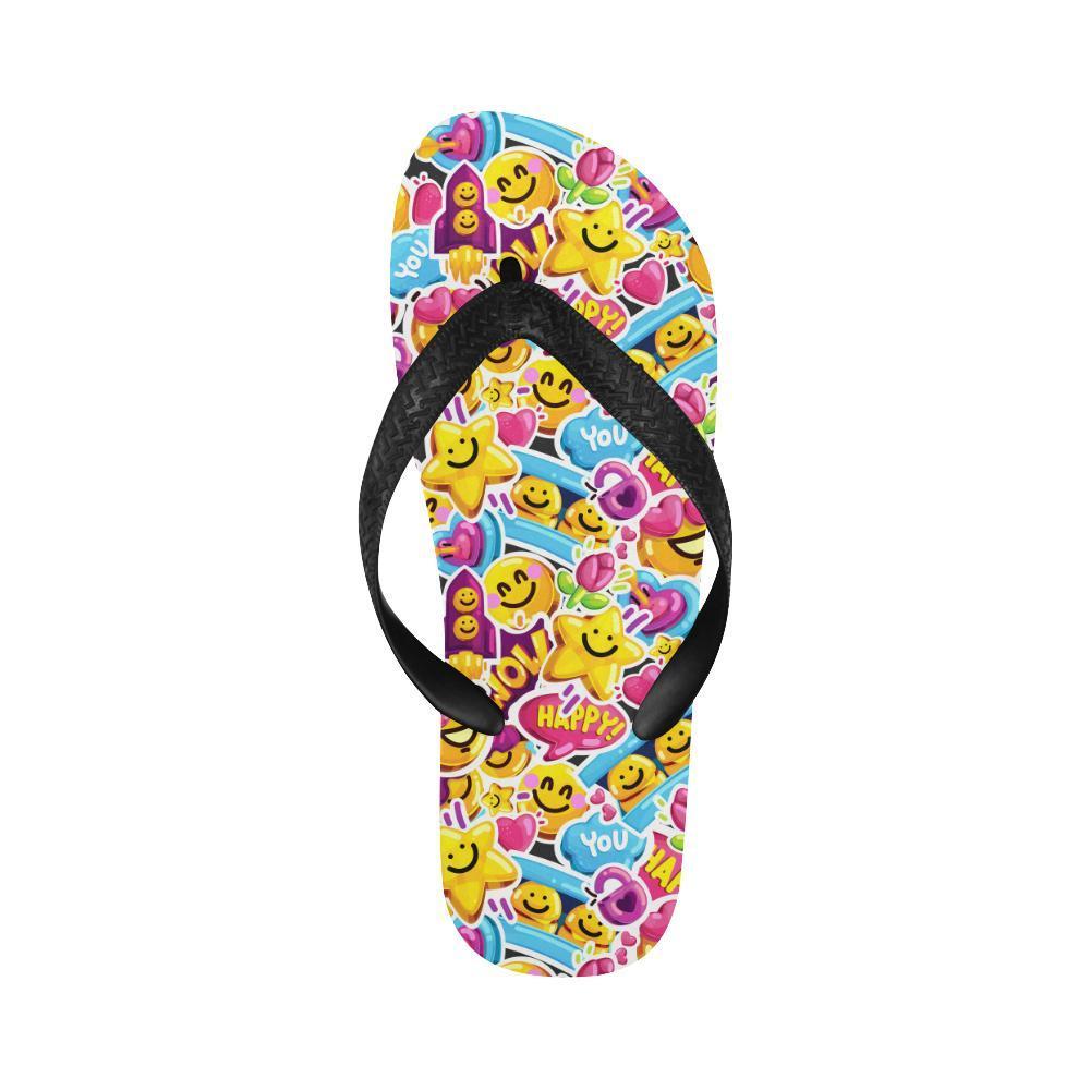 Emoji Sticker Print Pattern Flip Flops-JTAMIGO.COM