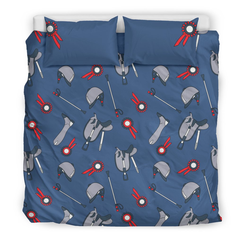 Equestrian Equipment Background Duvet Cover Bedding Set