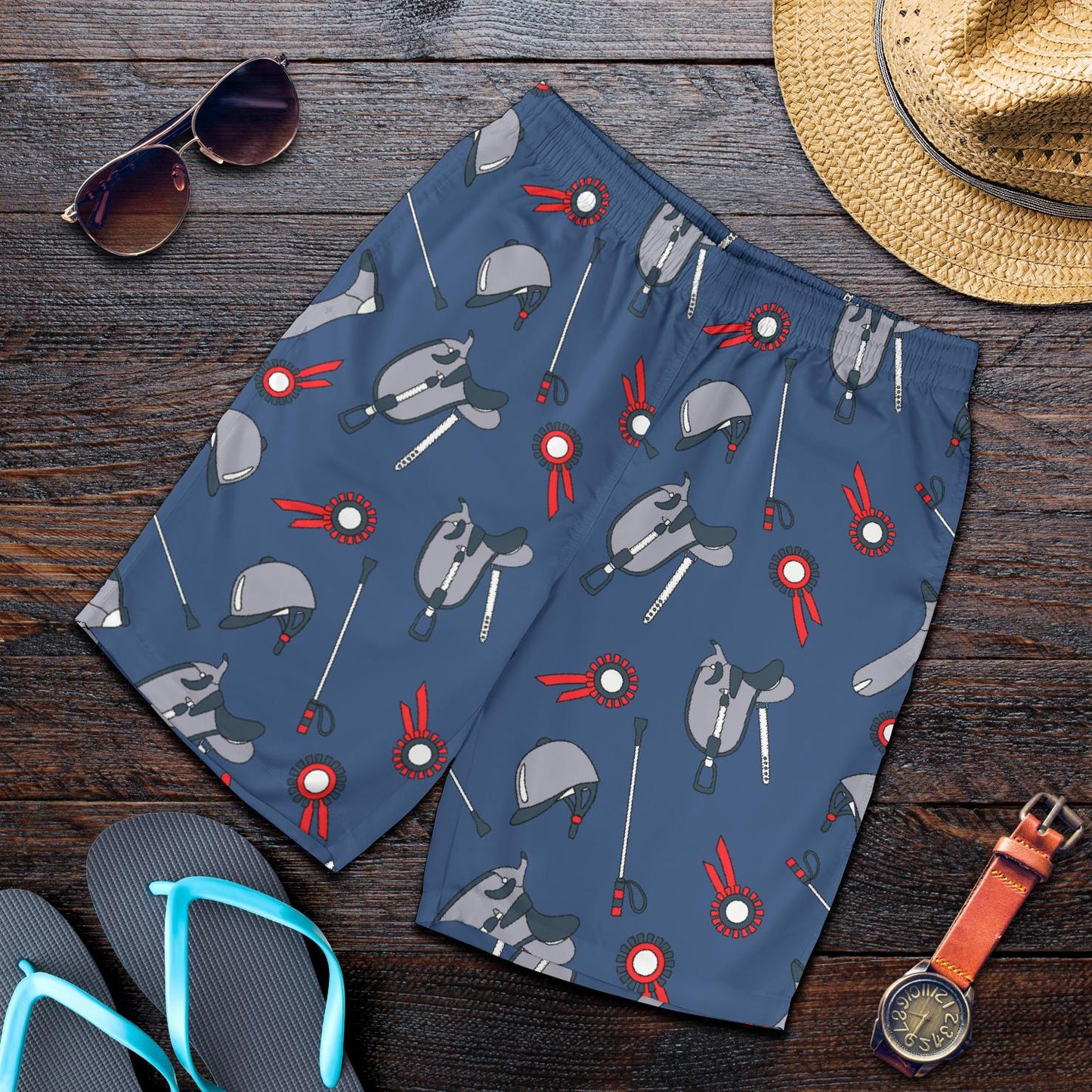 Equestrian Equipment Background Mens Shorts-JTAMIGO.COM