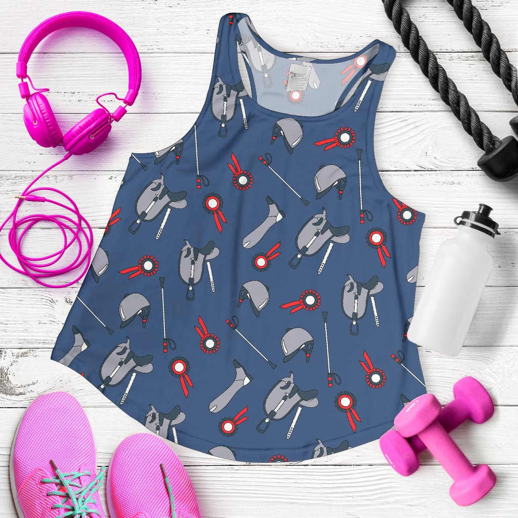 Equestrian Equipment Background Women Racerback Tank Top