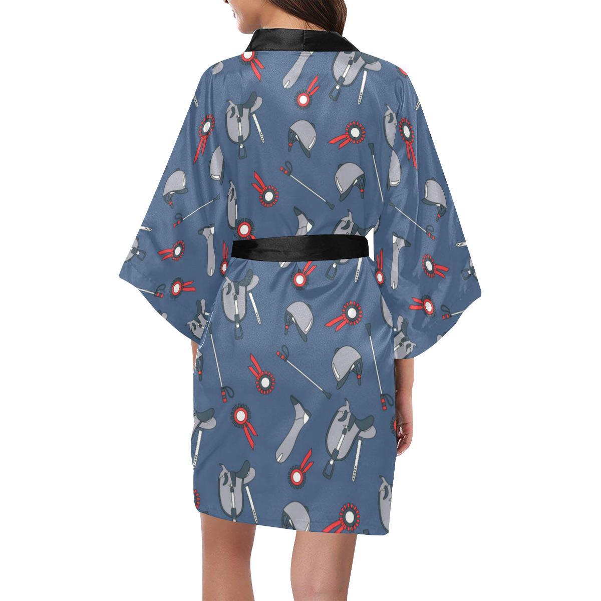 Equestrian Equipment Background Women Short Kimono Robe