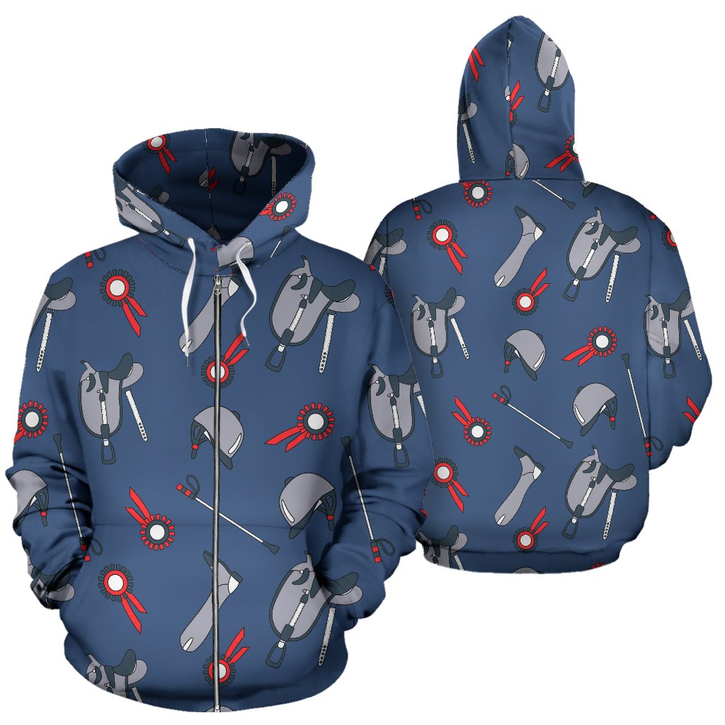 Equestrian Equipment Background Zip Up Hoodie
