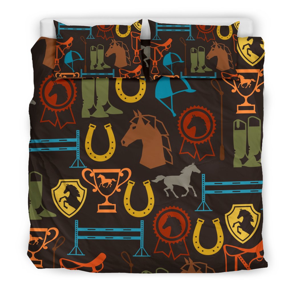 Equestrian Equipment Horse Colorful Duvet Cover Bedding Set