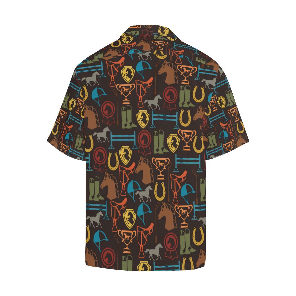 Equestrian Equipment Horse Colorful Men Aloha Hawaiian Shirt