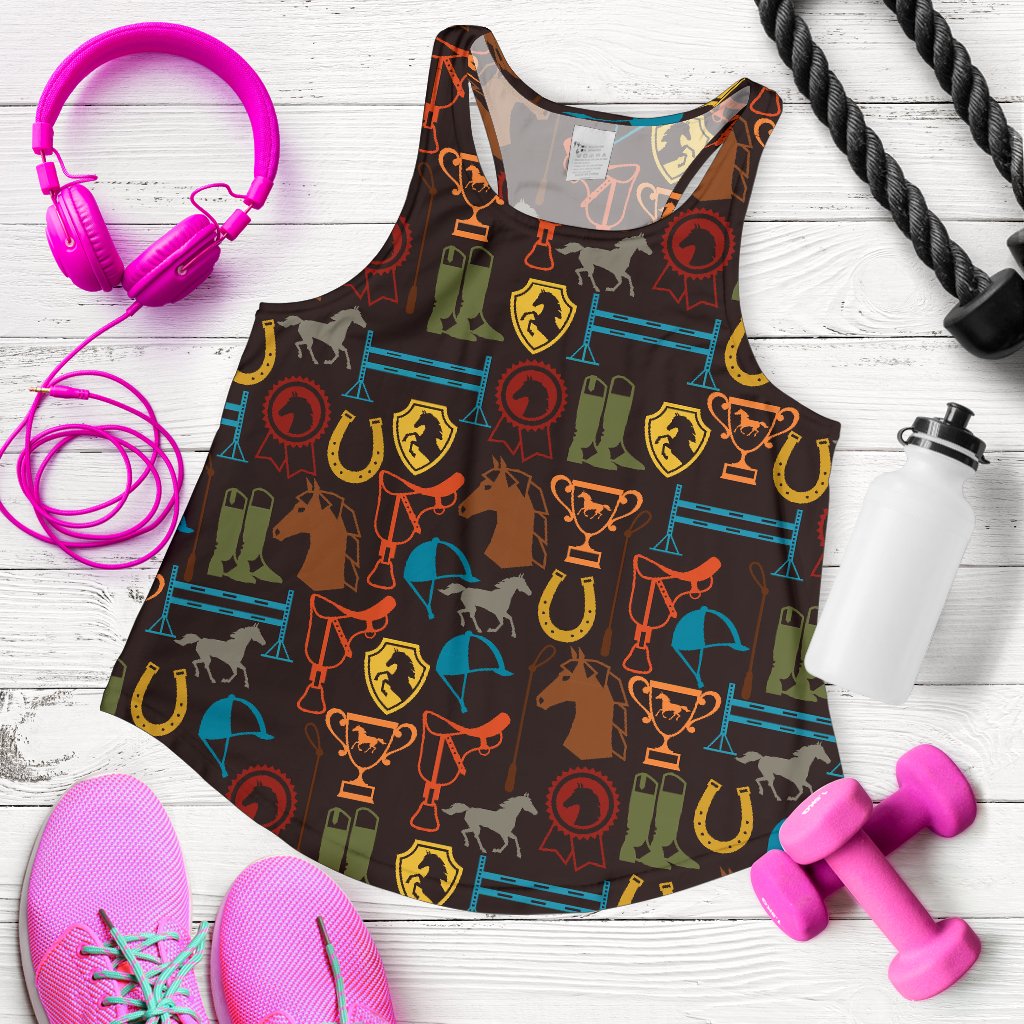 Equestrian Equipment Horse Colorful Women Racerback Tank Top