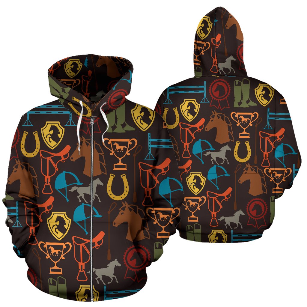 Equestrian Equipment Horse Colorful Zip Up Hoodie