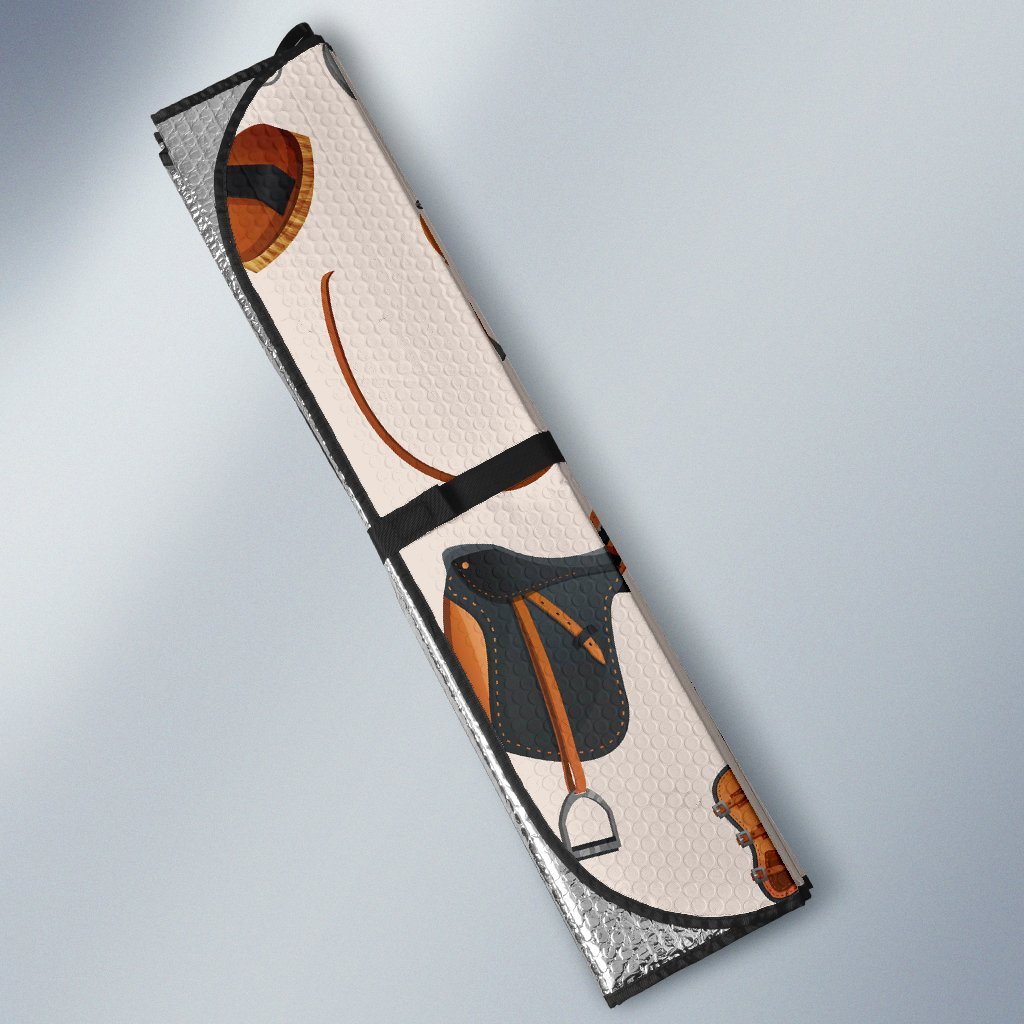 Equestrian Equipment Print Pattern Car Sun Shade For Windshield