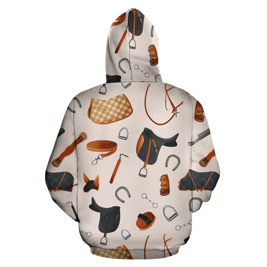 Equestrian Equipment Print Pattern Pullover Hoodie
