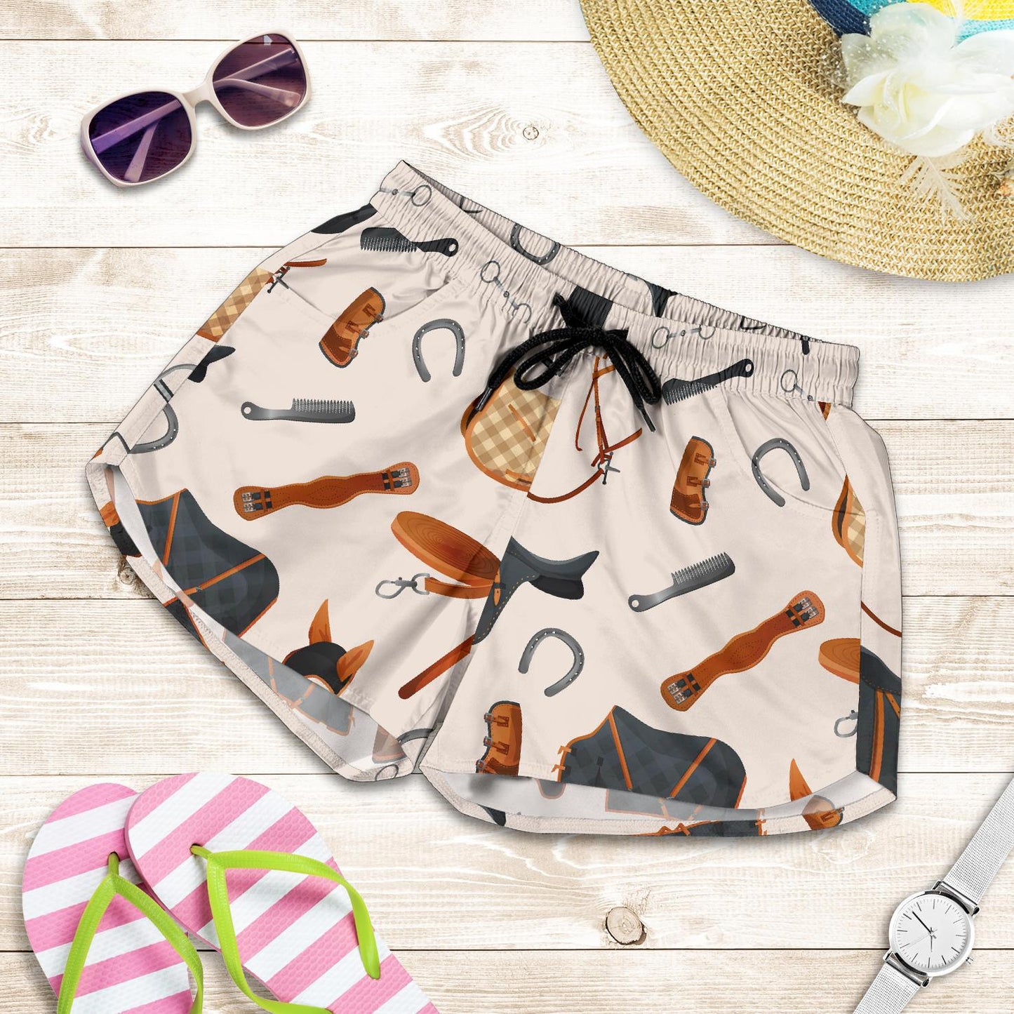Equestrian Equipment Print Pattern Women Shorts-JTAMIGO.COM